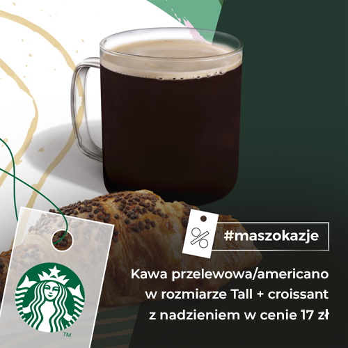 Kawa przelewowa/Americano w rozmiarze Tall + Croissant z dowolnym nadzieniem smakowym w cenie 17 zł
