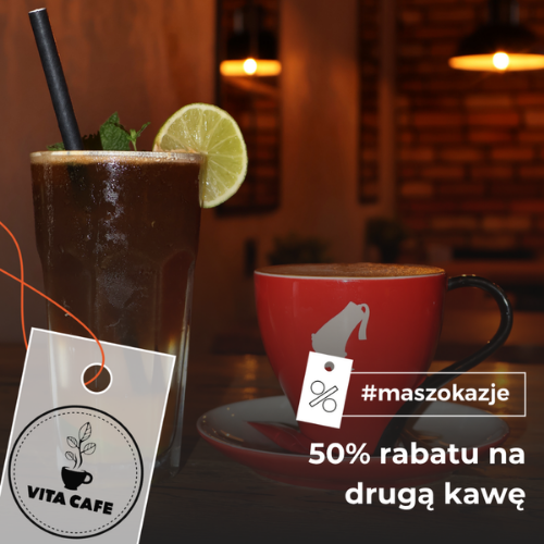 50% rabatu na druga kawę