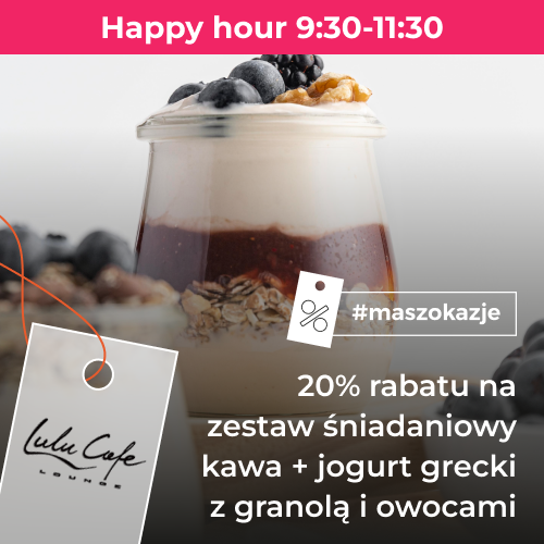  20% rabatu na zestaw śniadaniowy kawa + jogurt grecki z granolą i owocami