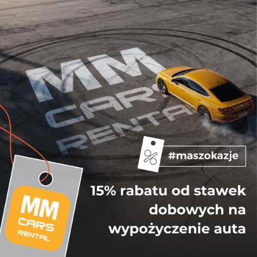 15% rabatu od stawek dobowych na wypożyczenie auta