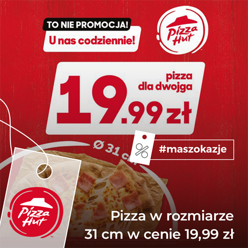 Pizza w rozmiarze 31 cm w cenie 19,99 zł