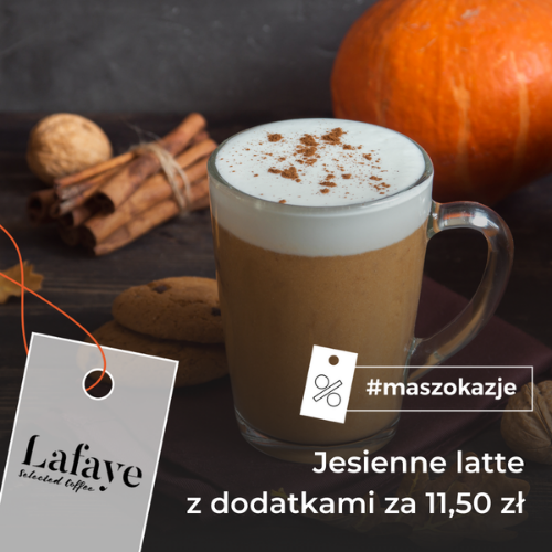 Jesienne latte z dodatkami za 11,50 zł