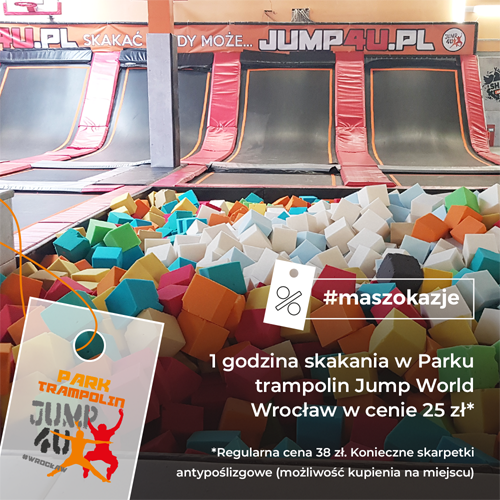 1 godzina skakania w parku trampolin Jump 4U Wrocław w cenie 25 zł*