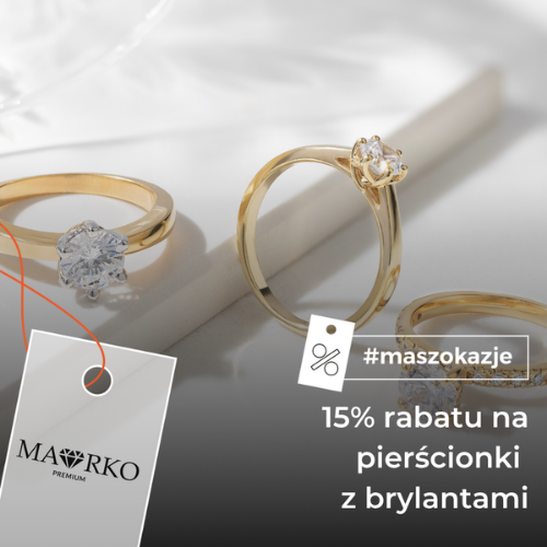 15% rabatu na pierścionki z brylantami
