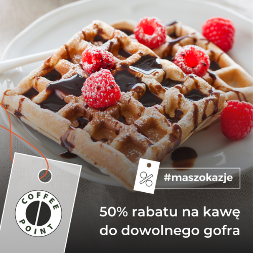 50% rabatu na kawę do dowolnego gofra