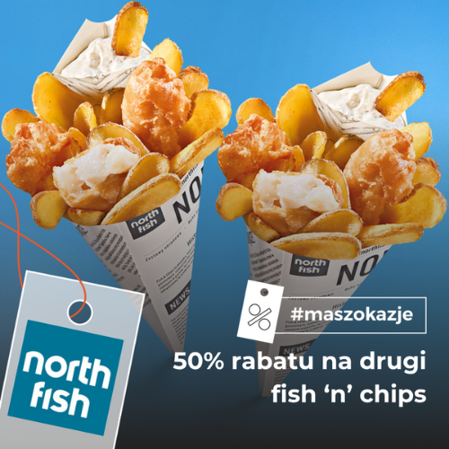 50% rabatu na drugi fish 'n' chips