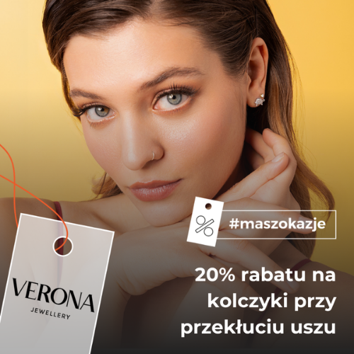 20% rabatu na kolczyki przy przekłuciu uszu